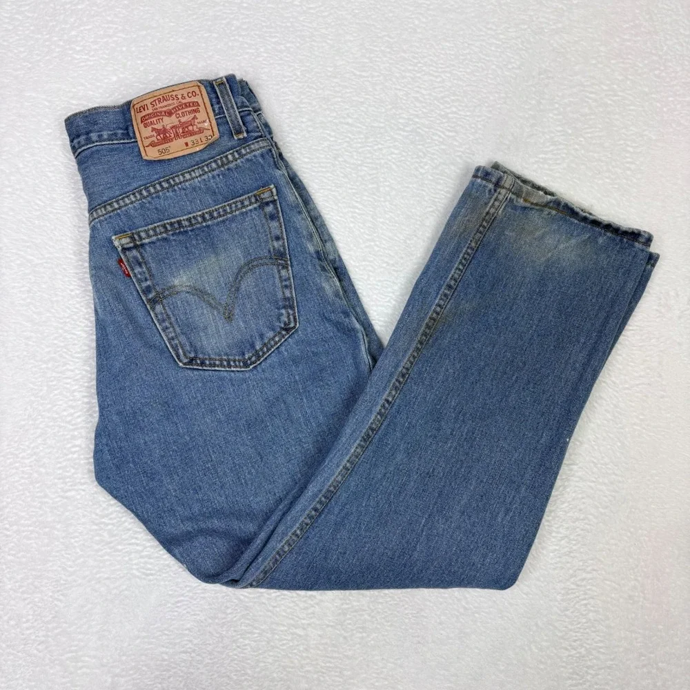 Levi's 505 Regular Fit Jeans Mens 33x30 Measures 31x28 Distressed Paint Splatter